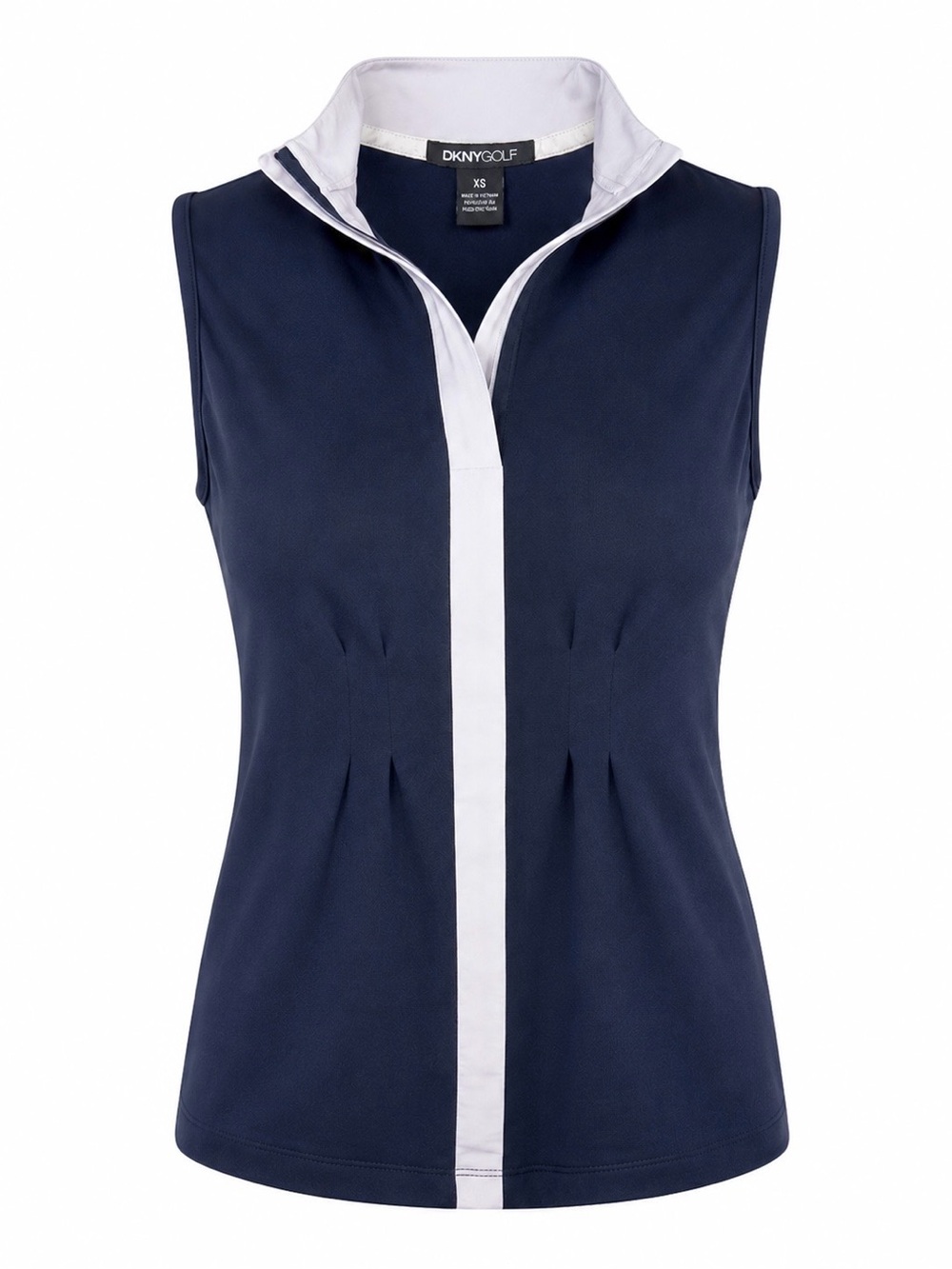 DKNY Golf Womens Navy Blue w/ White Accent Sleeveless Polo Top 1/4 Zip - Size XS